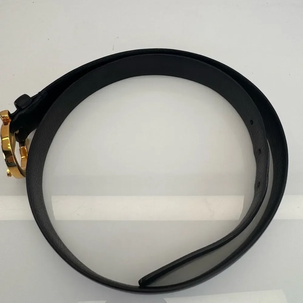 Salvatore Ferragamo Leather Gancini Black Belt Small